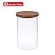 Large caliber glass storage jar bamboo lid / acacia wood lid